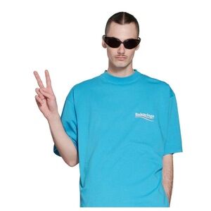 BALENCIAGA Political Campaign T-Shirt – Blue Sky – Size Medium – NWT